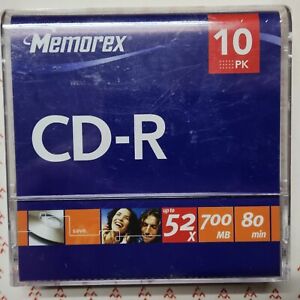 Memorex CD-R 52x 700MB 80 Min 10 Pack Blank Cds Music Photos New