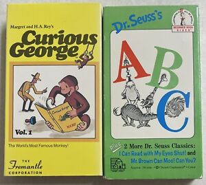 2 Children Preschool Animated VHS Curious George 1983 Vol. 1 Dr Seuss's ABC 1989