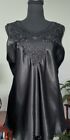 Mystique Intimates Black Satin Camisole Lingerie Top Lace L Large New With Tags