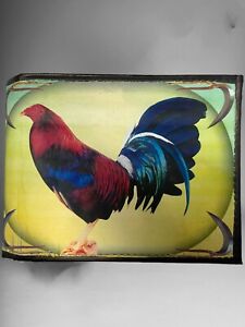 Rooster Printed Western Leather Wallet Billetera Vaquera De Piel Con Gallo