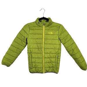The North Face Puffer Jacket Boys Size M 10 12 Zip Front Pockets Logo Lime Green
