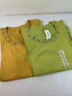 Womens Plus 3x Style Co Gold Lime Green Studded Tops Lot 2