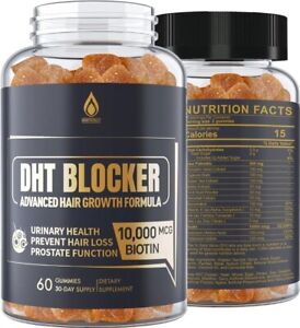DHT Blocker Gummies Hair Growth Supplement, Super Potency Saw Palmetto & Biotin