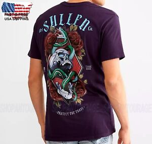 Sullen Art Collective Purple Premium New Short Sleeve Tattoo Skull Men`s T-shirt