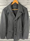 NICE Structure Wool Blend Gray Button Up Mid Trench Pea Coat Jacket Mens L