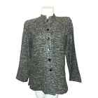 CHICO'S Jacket Women's Size M 1 Marbled Brown Acrylic Wool Poly LS Button Blazer
