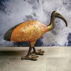 ITALIAN 50'S BIRD EGYPTIAN-INSPIRED GILTWOOD BRASS IBIS SCULPTURE MID-CENTURY