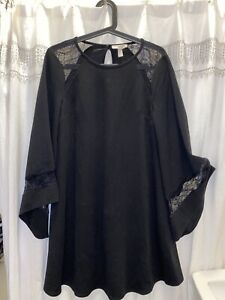 Asos Midi Dress Womens 2 Black And Lace Long Sleeve Dress