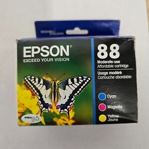 3 Pack GENUINE EPSON 88 Color OEM INK CYAN/MAGENTA/YELLOW T088520 Expired 2021