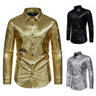 Men's checkered gilded stage dress, banquet fashion, long sleeved shirt