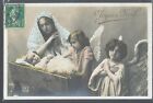 AL016 NOËL Xmas NATIVITY CUPIDS ANGELS FEATHER WINGS Tinted PHOTO pc 1910