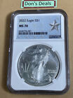 2022S silver eagle one dollar MS 70 star label NGC.