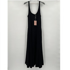 Quince Women’s Black Tencel Jersey Fit & Flare Dress sz M NWT Sleeveless Midi