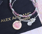 Alex and Ani Color Infusion Lotus Peace Petals Set Shiny Silver Bracelet W/Pouch