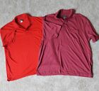Lot of 2 VINTAGE 90s Blank Collar Polo Shirts XL Extra Large Red Maroon Nemesis