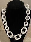 White Chain-Link Resin Statement Necklace - NWT!