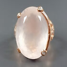 Natural gemstone 28 ct Rose Quartz Ring 925 Sterling Silver Size 8 /R341288