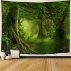 Virgin Forest Tapestry Green Tree in Misty Forest Tapestry Wall Hanging Nature