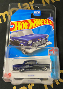 2022 Hot Wheels Super Treasure Hunt Blue '55 Chevy with Protector.  A Case.