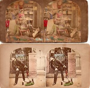 Lot of (2), Tooth Drawing & Love Will Find a Way.  Tinted  Stereoview Photo