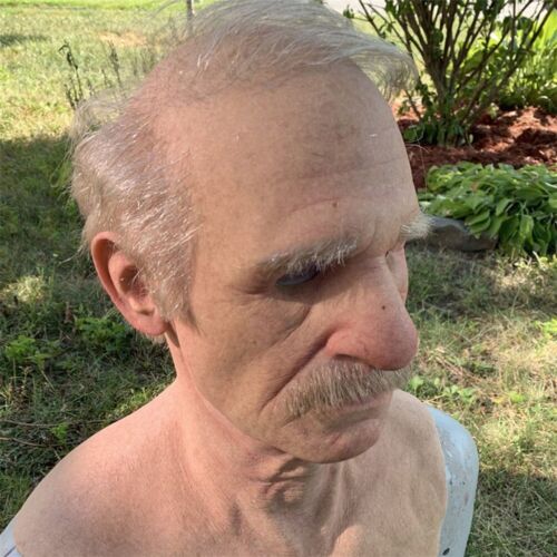 Old Man Mask Latex Cosplay Party Realistic Full Face Cover Halloween Headgear