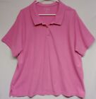 LL Bean Polo Shirt Women's 3X Pink Short Sleeve 100% Cotton Golf Top