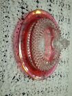 Vintage Indiana Glass Ruby Red Flash Diamond Point Lg. Oval Covered Butter Dish
