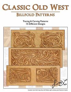 Classic Old West - 15 Tracing & Carving Leather Billfold Patterns by Jim Linnell