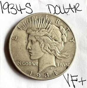 1934 S San Francisco Peace Dollar 90% Silver $1 VF+ Key Date Rare