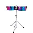 LP Tony Succar Timbales w/Black Nickel Hardware 14 in./15 in. Rainbow Chrome