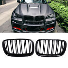For BMW X5 E70 X6  E71 Front Bumper Kidney Grilles Grill Gloss Black Double Line (For: 2009 BMW X5 xDrive35d Sport Utility 4-Door 3.0L)