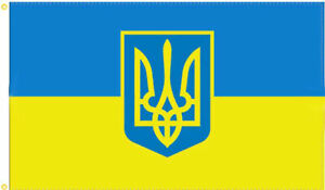 NEW 3x5 ft Ukraine Flag with Trident 3'x5' Ukrainian House Banner 100D