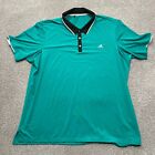 Adidas Polo Shirt Adult 2XL XXL Green Climacool Performance Golf Short Sleeve