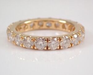 3Ct Round Cut VVS1 Moissanite Eternity Wedding Band Ring Solid 14k Yellow Gold