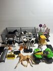 Lot (50+) Schleich & Burger Farm Animals Play set - Horses Cows Trainer Signs ++