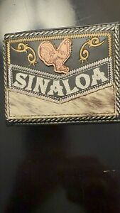 Mens Wallet Leather Western Sinaloa Rooster, Cock, Horse Hair