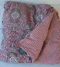 RALPH LAUREN Red Paisley Medallion Comforter~Stripes on Reverse~King~100% Cotton