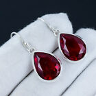 Red Garnet Gemstone 925 Sterling Silver Jewelry Women's Earrings I926