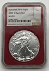 2023-W Burnished $1 American Silver Eagle NGC MS70 Brown Label Red Core