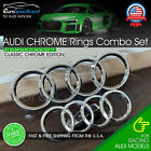 Audi Chrome Rings Front Grill & Rear Trunk Emblem OE Logo A3 A4 S4 A5 S5 A6 S6 (For: More than one vehicle)