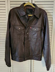 Levi's Trucker Jacket, Brown, Sheep Leather, Size M Rare Vintage