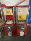 2) OAK Vista Candy Peanut Gumball machine USA 25 cent vend Lock & Key FREE SH