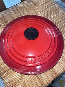 La Creuset Size #22 Red Lid Only Round Dutch Oven Lid (A3)
