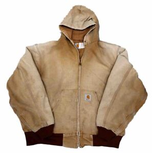 Vintage Carhartt Mens Zip Up Workmen Jacket Size XL Brown Canvas See Pics