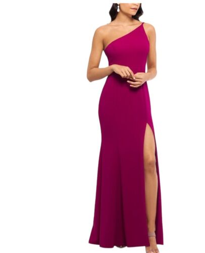Xscape Womens Pink One Shoulder Long Evening Dress Gown Size 2