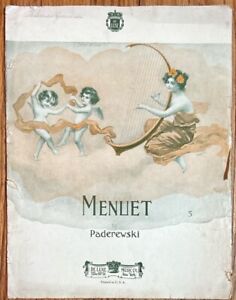 Minuet Paderewski Antique Sheet Music De Luxe Edition Large Format c 1899 Angels