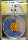 1911-D Lincoln Wheat 1C ANACS Graded EF40 Details- Cleaned - Cert. No. 7661175