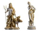 Set of Persephone Goddess and Pluto Hades Lord of the Underworld  Statue Gold