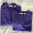 VTG Lord and Taylor Purple 2-Ply Cashmere Twin Set Cardigan M, S Sleeve Shell S