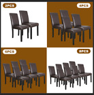 2/4/6/8 Brown Parson Chairs Kitchen Set of 6 Dining Room Formal Elegant Leather